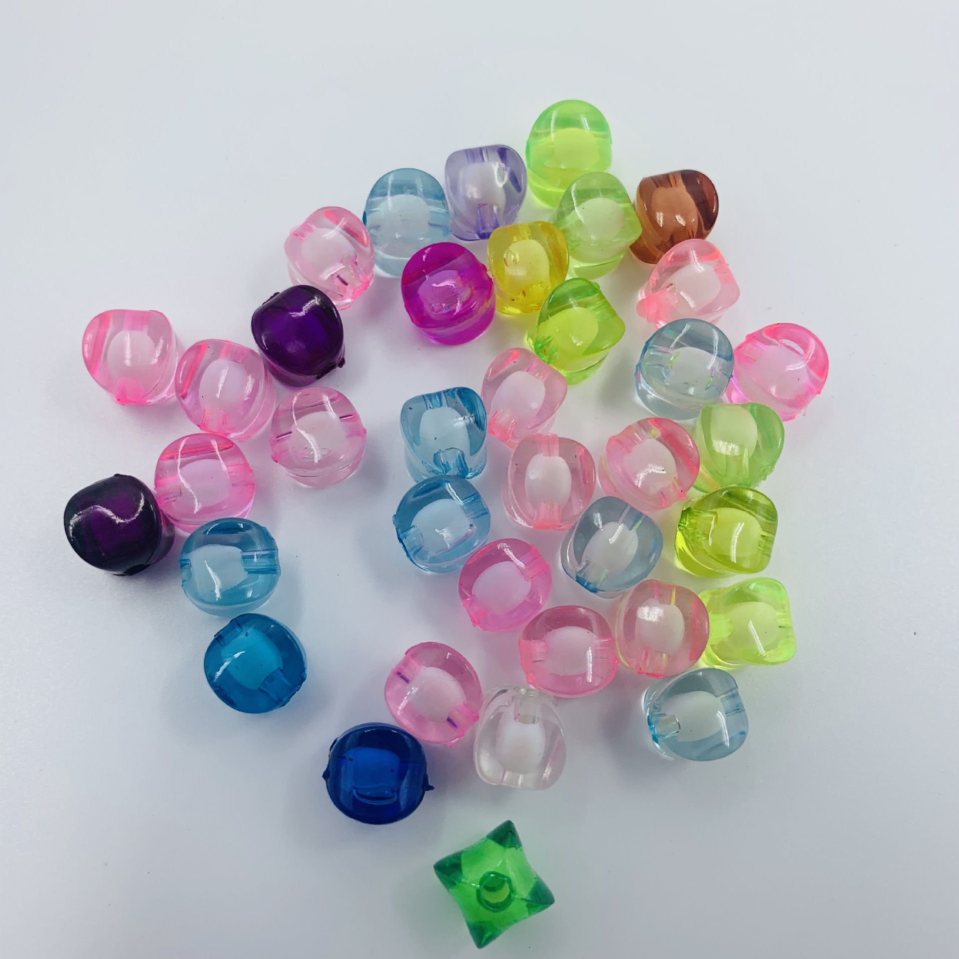 亚克力珠子 10mm四角西瓜珠中珠diy手工纸巾盒串珠 批发厂家直销