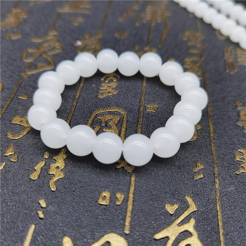 新疆汉白玉项链8mm长45cm三八妇女节会销公司礼品民族风饰品