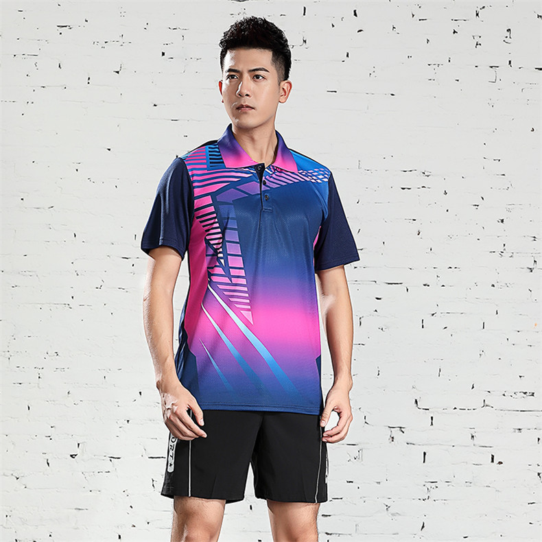 Quick-Drying Badminton Clothing Suit Men's and Women's Summer Lapel Short Sleeve Table Tennis Wear Tennis Suit Sports Coat Printing