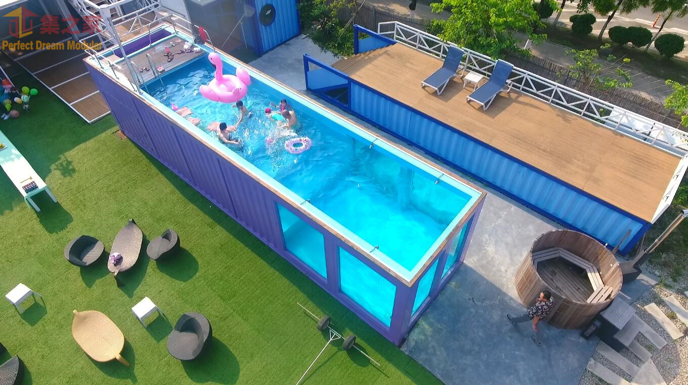 教学游泳池室内外训练潜水无边际可移动钢结构预制集装箱游泳池