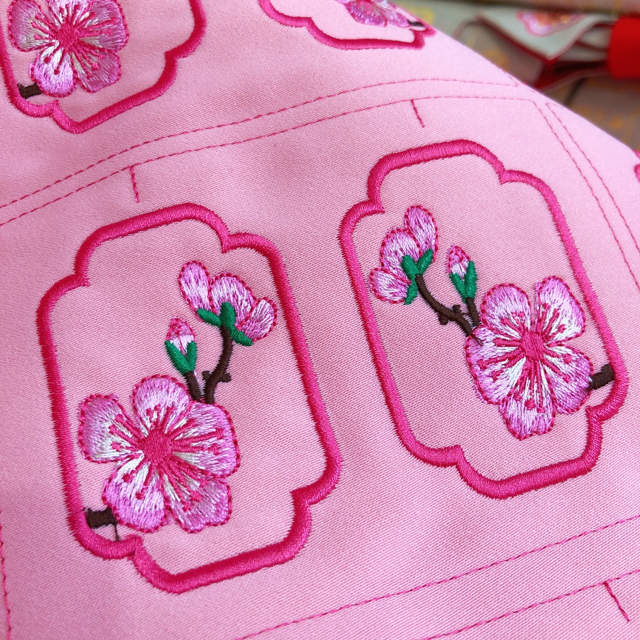 梵椿国潮古风刺绣香囊荷包布料diy绣花桃花香包绣片