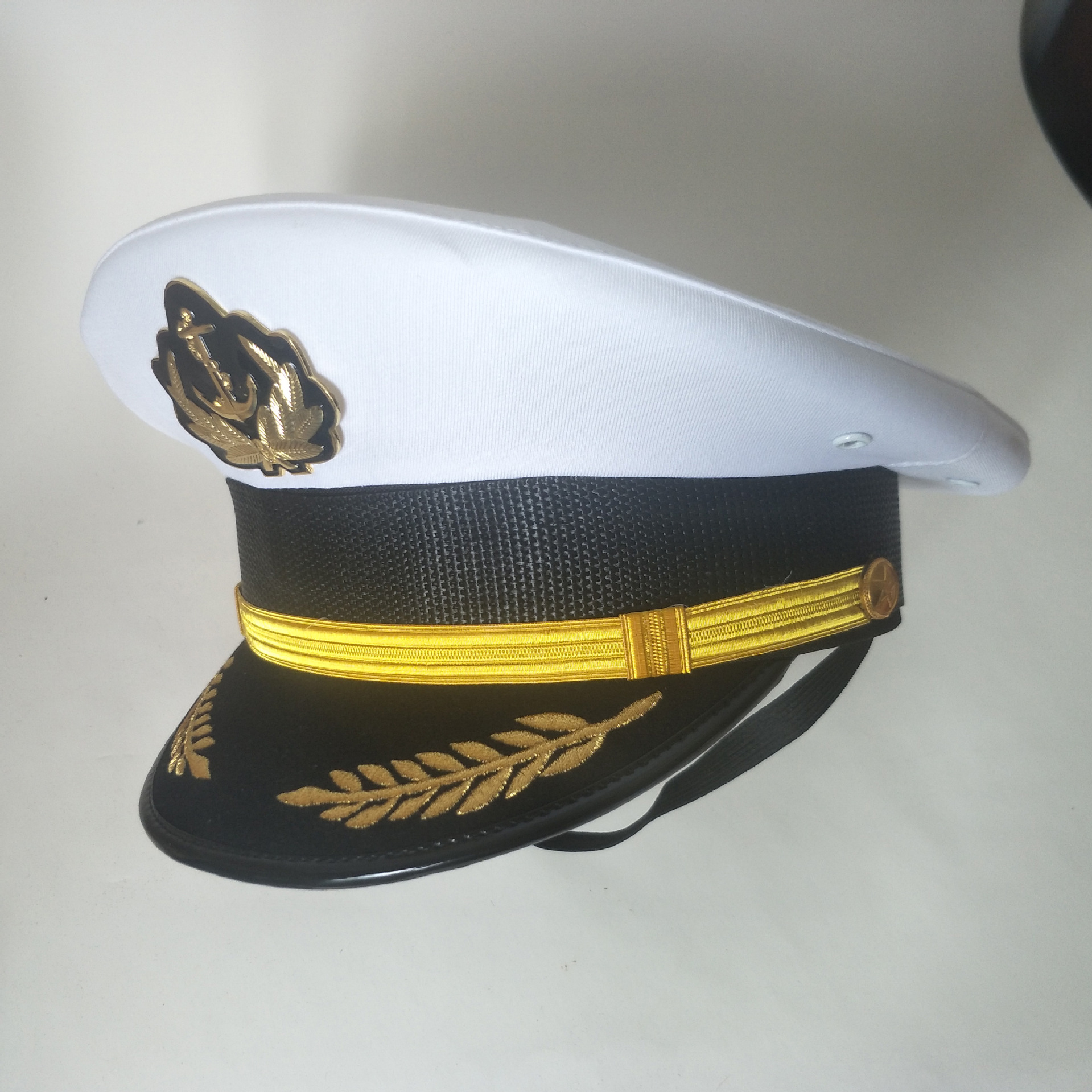 现货呢料男女通用 海军帽 海员帽 船长帽大沿帽 工作大盖帽大檐帽