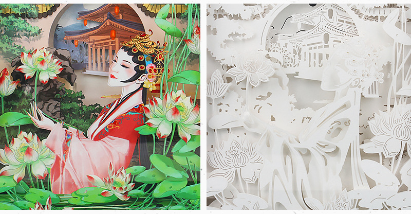 创意新奇特实用礼物usb小夜灯彩色剪影纸雕3d立体光影纸雕灯定制