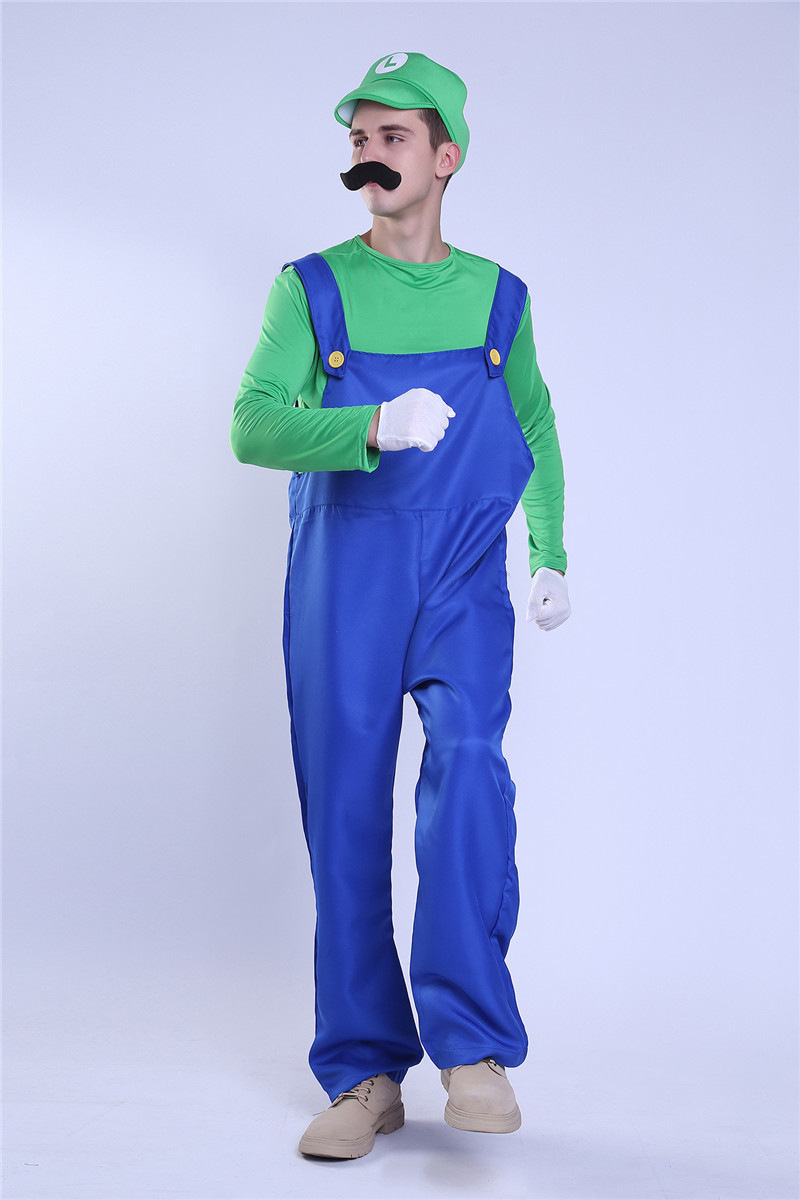 万圣节cosplay游戏服马戏团体舞台演出服玛丽奥水管工背带亲子装