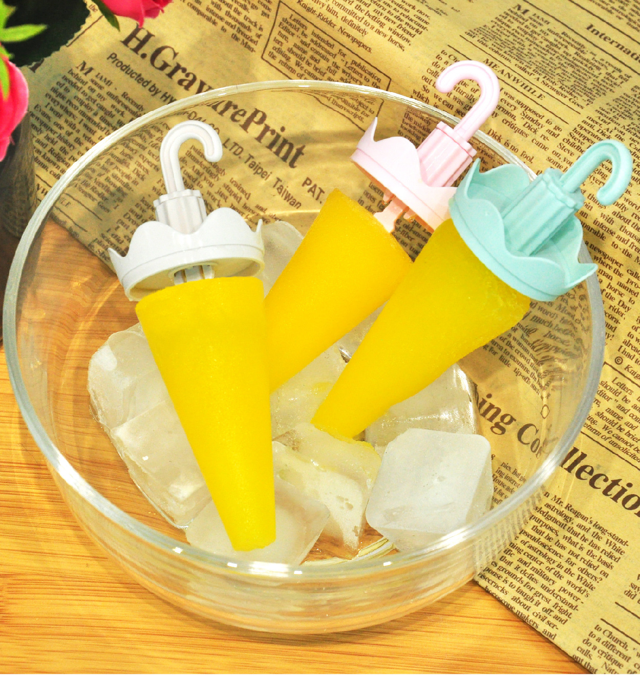 阿姿玛雨伞分格冰模雪条模具家用自制冰棒雪条棒雪糕可爱卡通冰棒