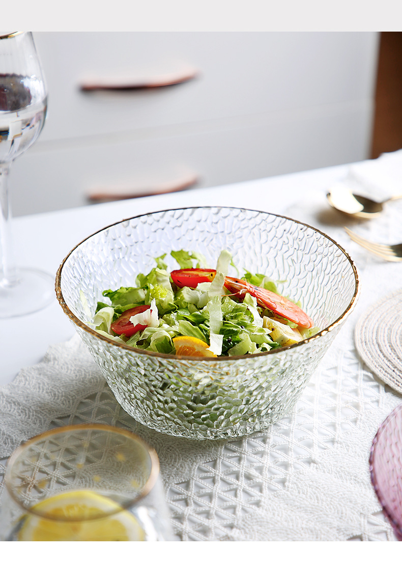 水果沙拉碗创意可爱个性网红日式北欧透明耐热水晶玻璃碗餐具