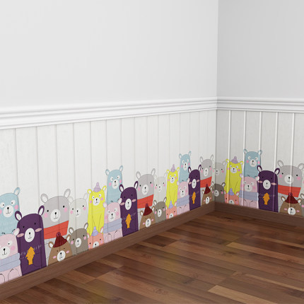 3d立体自粘墙贴纸卡通幼儿园卧室墙裙温馨防水墙面装饰儿童房壁纸