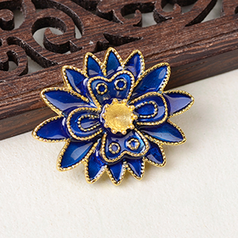 新款新娘头饰diy合金配件滴油仿烧蓝景泰蓝饰品配件现货批发