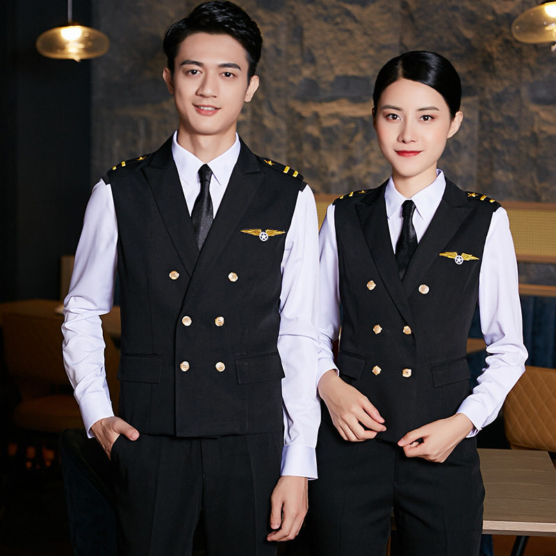 酒吧夜场工作服秋冬ktv服务员马甲套装夜总会少爷服保安空少制服