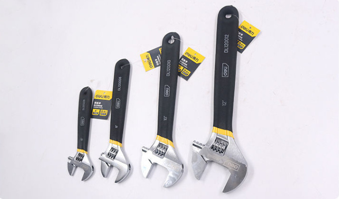 得力活动扳手开口活口板子汽车维修用得力dl120010沾塑柄活扳手