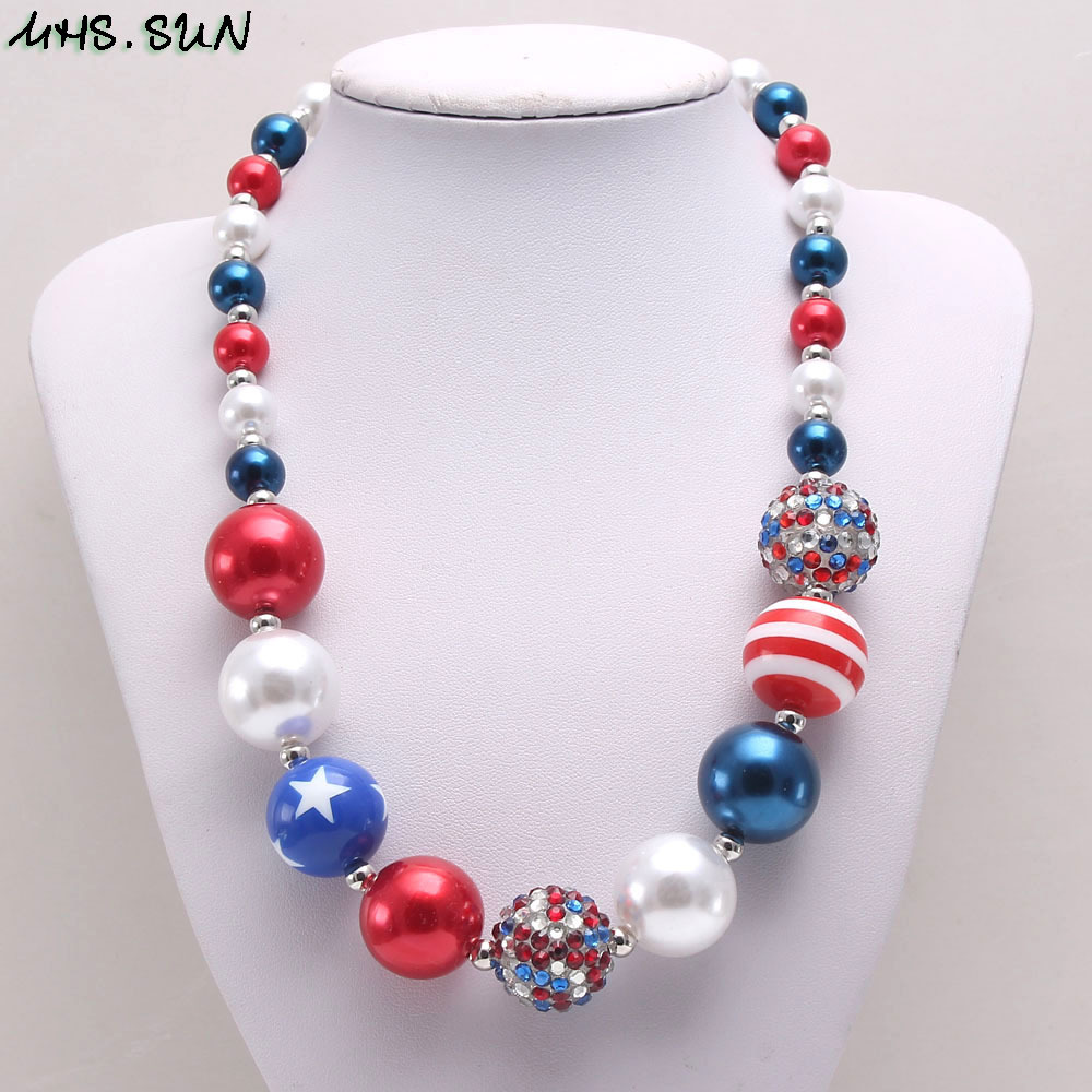 新款美国国庆节儿童项链 欧美儿童串珠项链chunky necklace