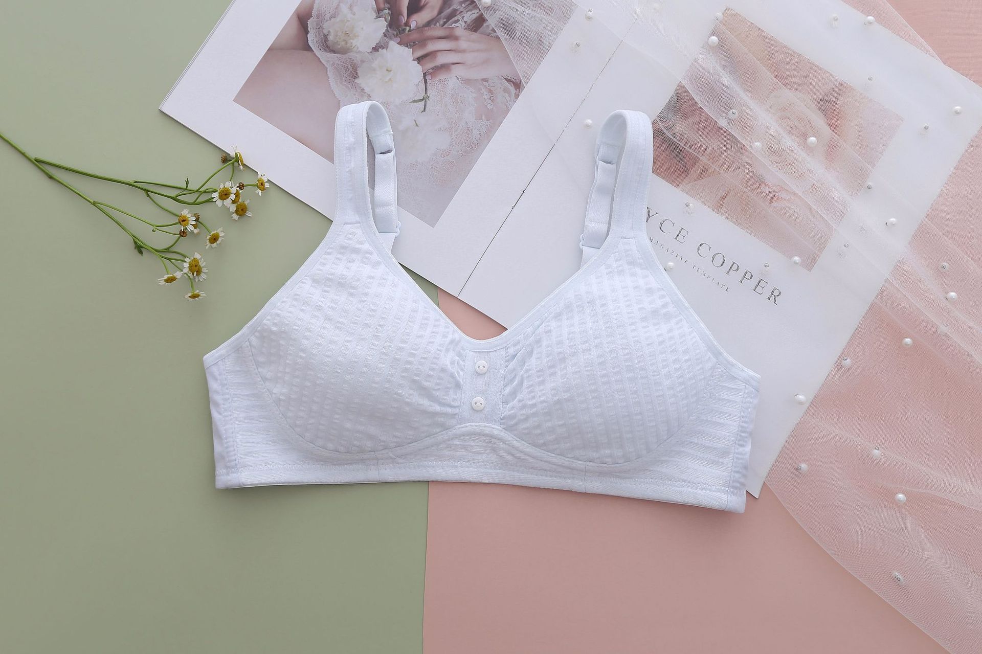 少女内衣学生发育期初中生薄款棉运动文胸安菲雅后扣少女文胸