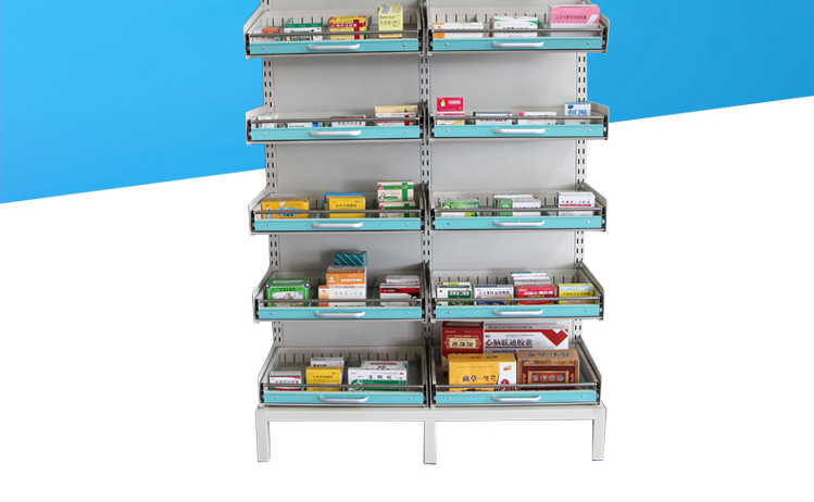 单面西药架医院药房用摆药架多层药品柜双面抽拉式药盘架旋转药塔