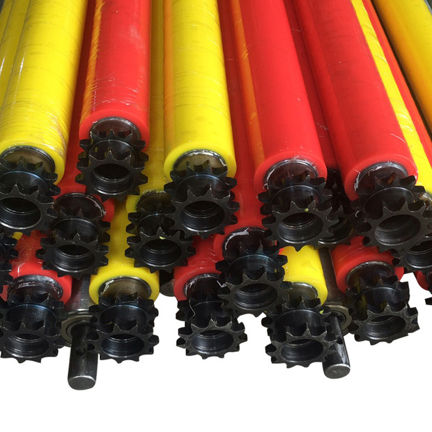 包胶滚筒套胶辊筒 动力滚筒套胶滚轴 流水线链轮滚筒工厂加工定制