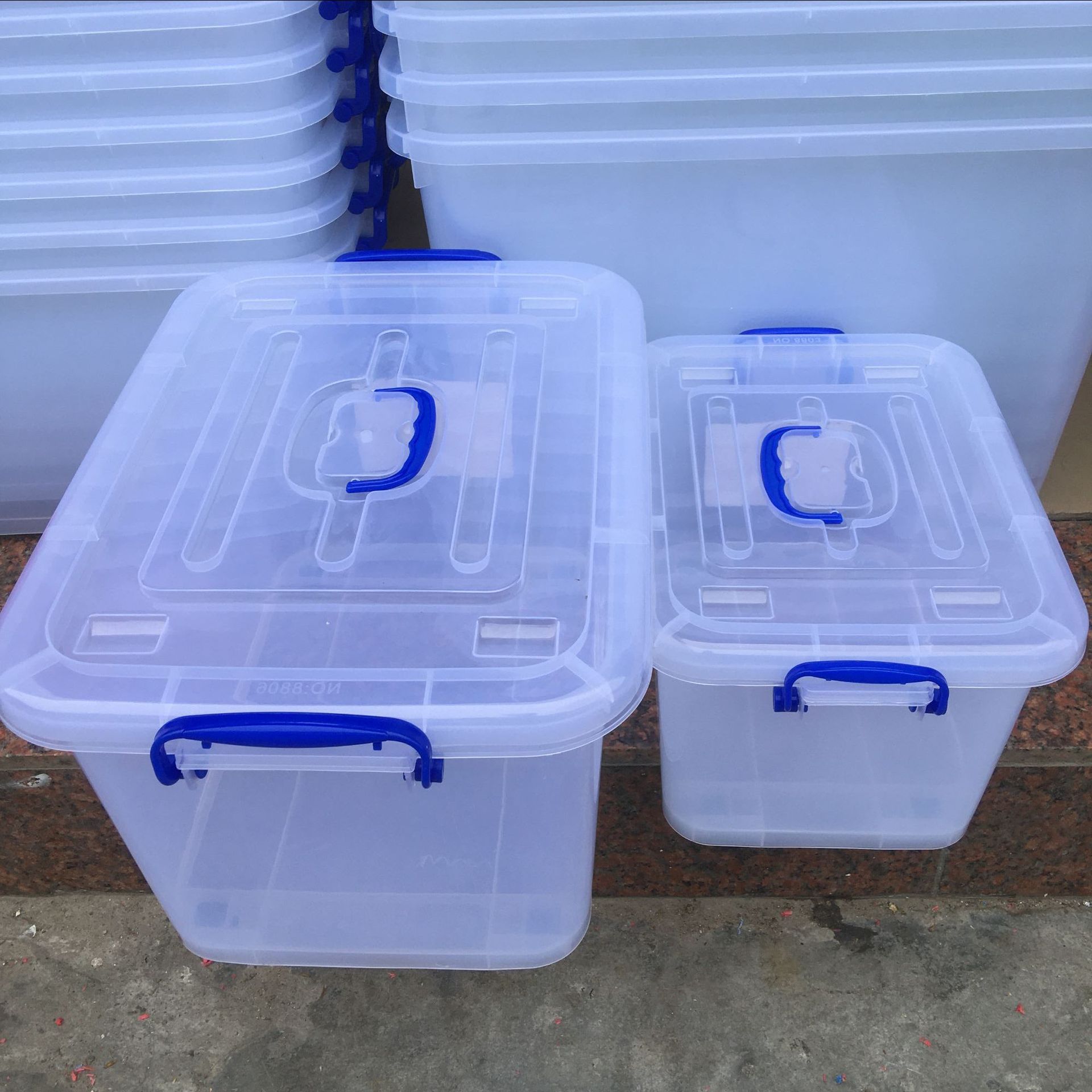 工厂批销塑料透明整理箱带盖储物箱大号收纳周转箱透明箱环保通用