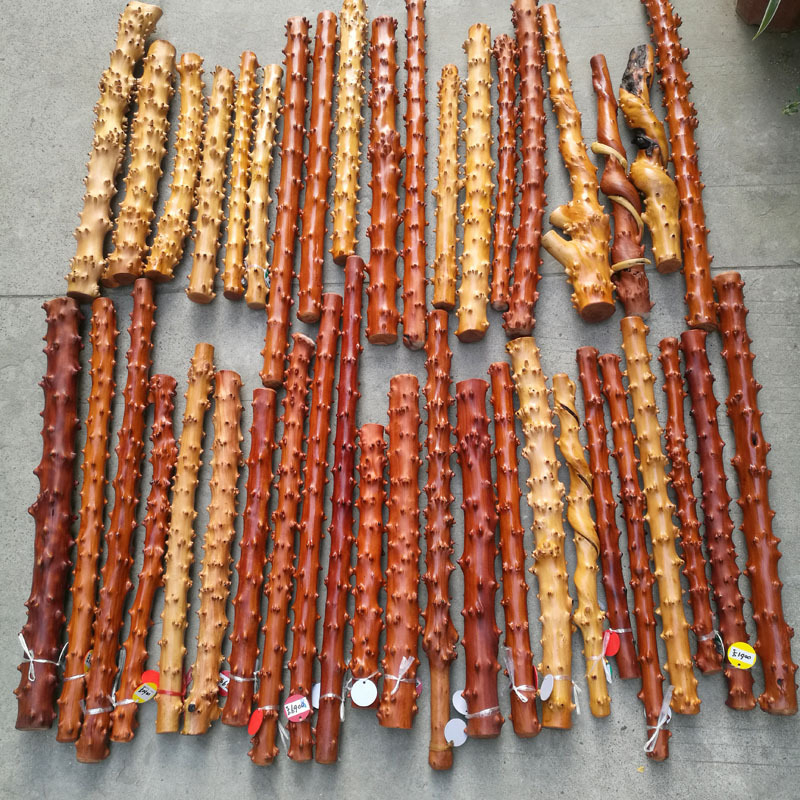 贵州檬子木短棒木制工艺品天然手把件文玩带刺根雕木雕防身棒