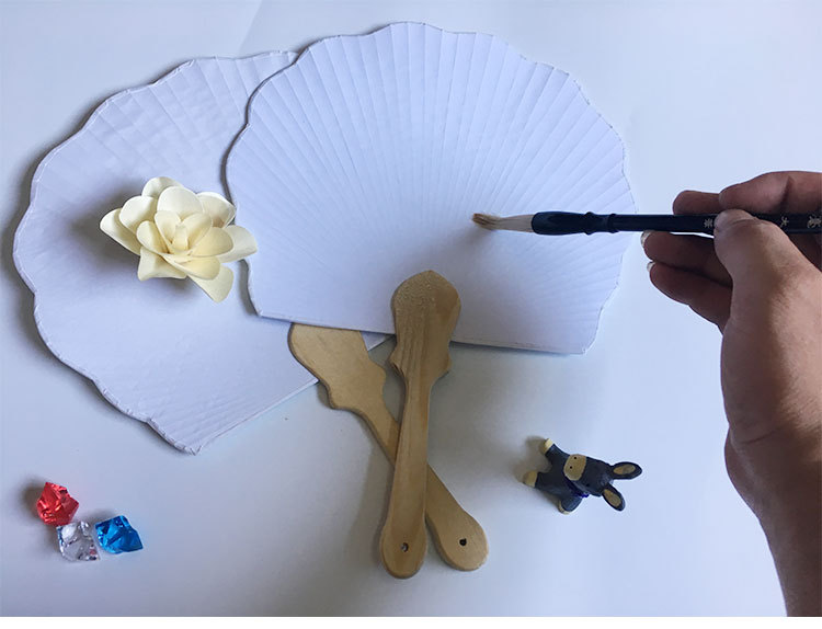 纯白空白芭蕉扇*diy绘画木柄双面白纸扇*创意手工团扇可定制图案