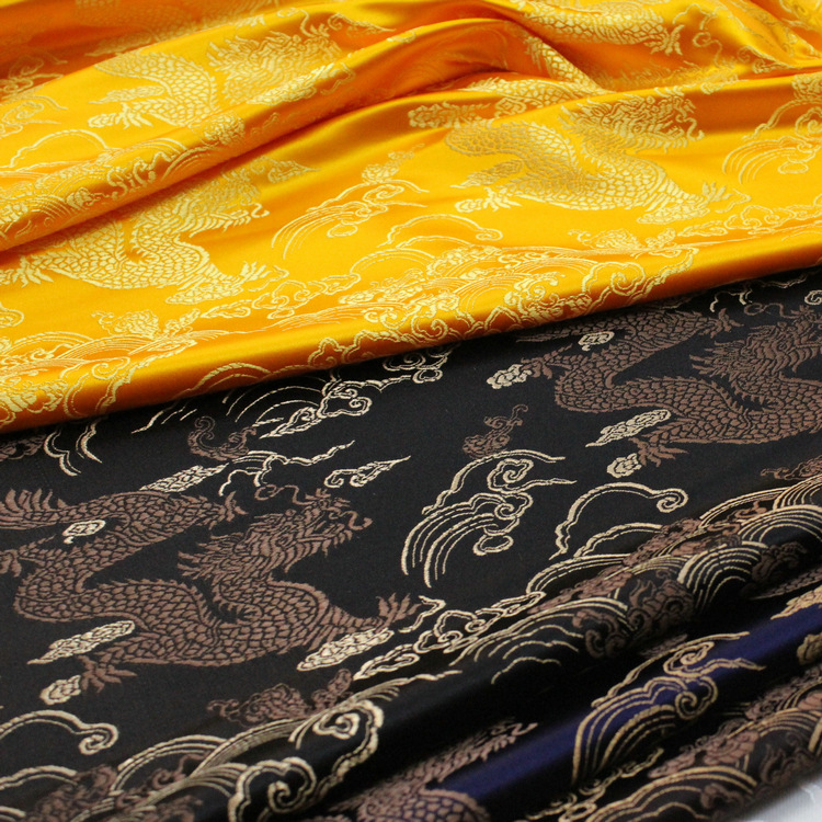 中国风唐装龙袍旗袍舞台影视丝绸装饰手工提花织锦缎仿古龙纹面料