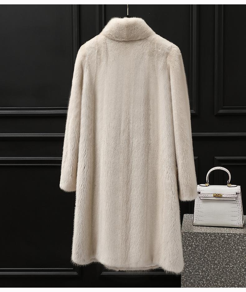 水貂皮大衣女整貂皮草外套中长款海宁2019冬季新款立领裘皮