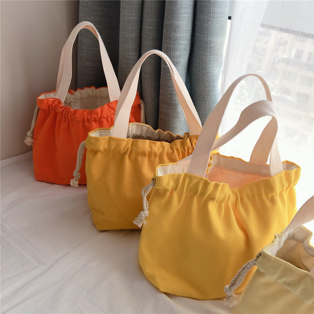 【归蝶布包】手提小布包纯色布袋包小拎包抽绳帆布厚实文艺糖果色