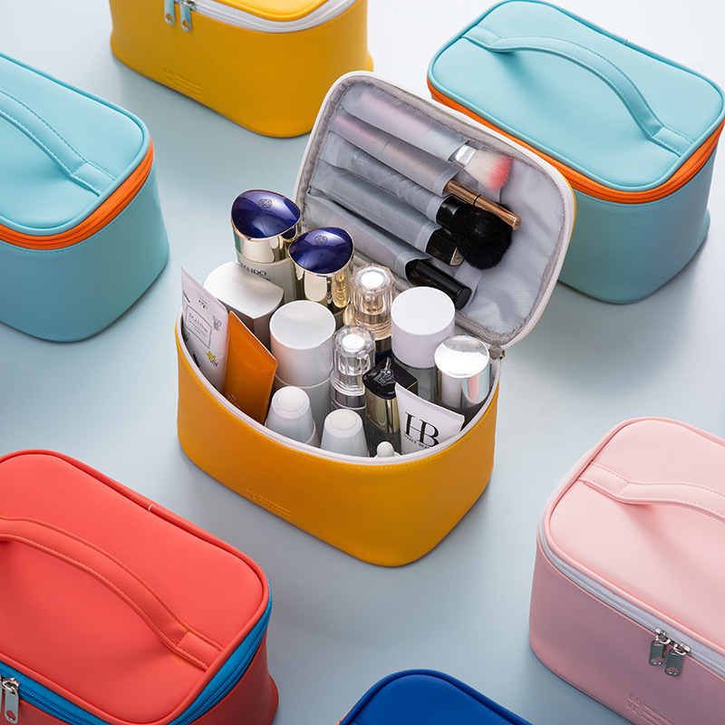 New Pu Portable Cosmetic Bag Portable Cosmetic Case Large Capacity Storage Bag Cosmetic Storage Bag Storage Box