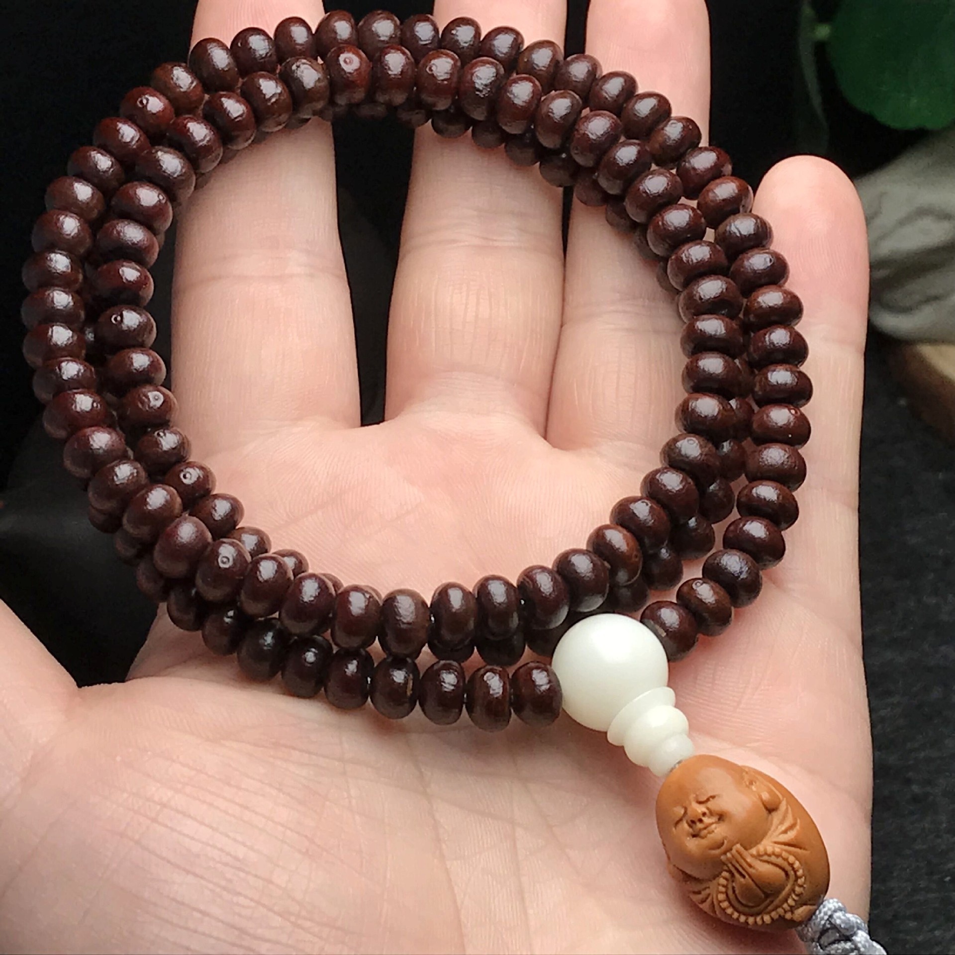 厂家批发紫金钵盂108男女款佛珠手链 金碗菩提文玩佛珠毛衣链