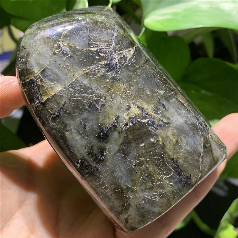 天然灰月光石拉长石原石毛料打磨抛光观赏奇石摆件矿石教学标本