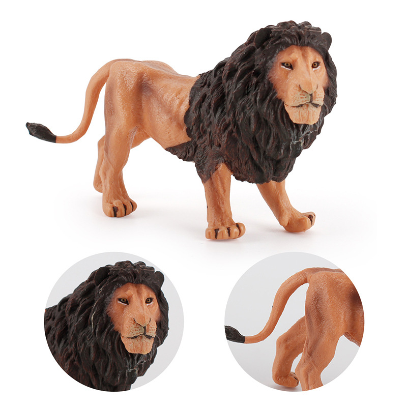 仿真野生动物玩具非洲雄狮模型赤公狮塑胶手办实心静态狮子玩具