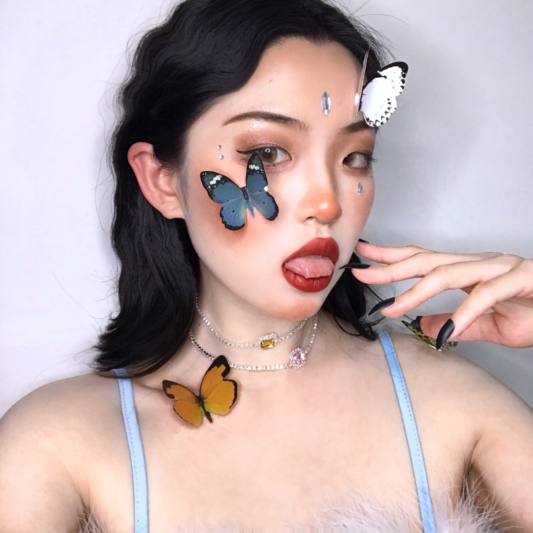 网红写真拍照3d立体蝴蝶道具拍照脸部装饰蝴蝶仙女贴纸软妹脸贴