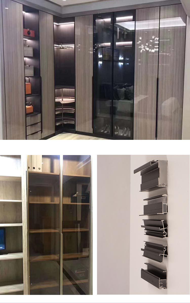 衣柜门型材玻璃门型材衣柜酒柜玻璃门铝合金窄边框钢化玻璃门定做