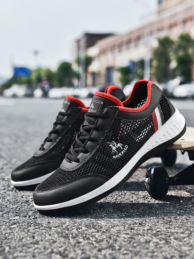 保罗男鞋子2020夏季新款网面透气休闲运动鞋气垫网布软底低帮百搭