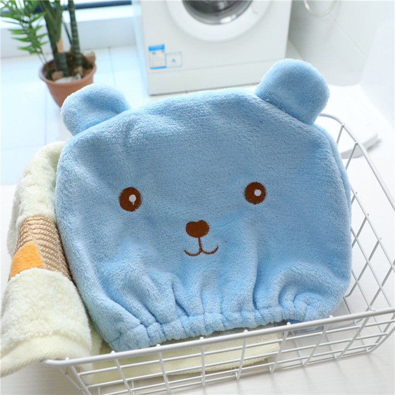 Cartoon Bear Hair-Drying Cap Microfiber Absorbent Quick-Drying Towel Shower Cap Hair-Drying Turban Stall Supply