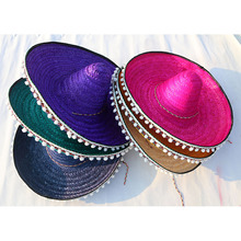 圣诞节万圣节单色墨西哥名族装扮帽子表演舞会彩色草帽狂欢派对帽