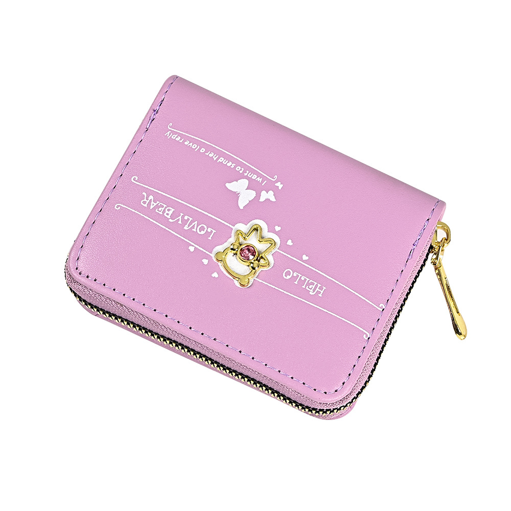 New Women's Wallet Short Printed Bear Clutch Coin Purse Small Card Holder Multi-Card Wallet