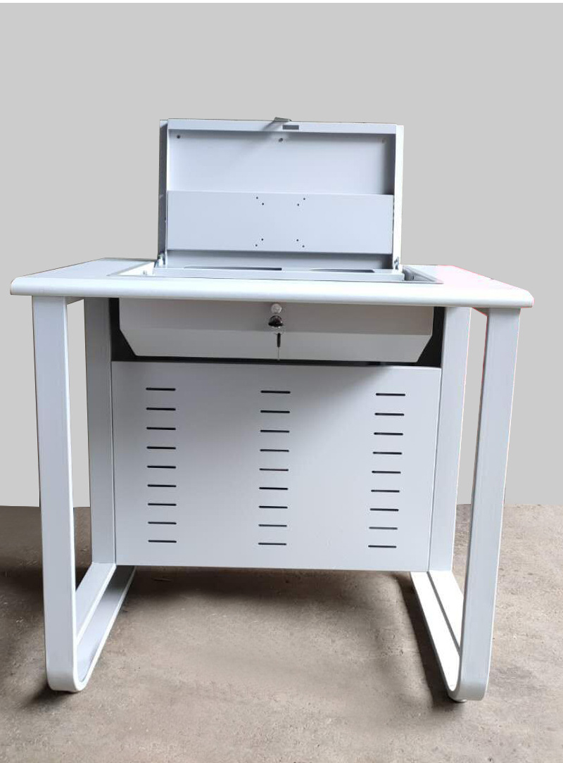 一件代发多功能机房翻转电脑桌隐藏式部队电脑桌多媒体教学桌