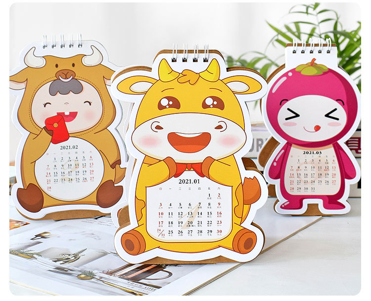 深圳工厂印刷2022牛年纸质台历yo线圈装订日历桌历b6大小日历月历