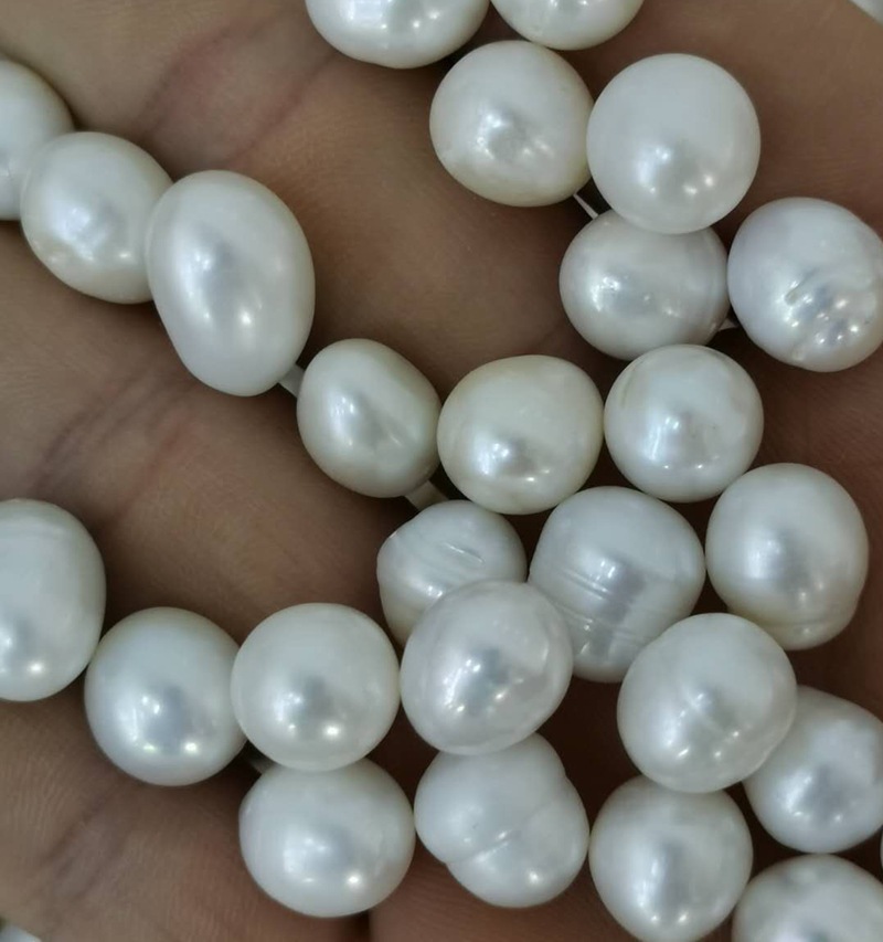 淡水珍珠散珠裸珠11-12mmdiy颗粒珠有生长纹白色彩色珍珠配珠