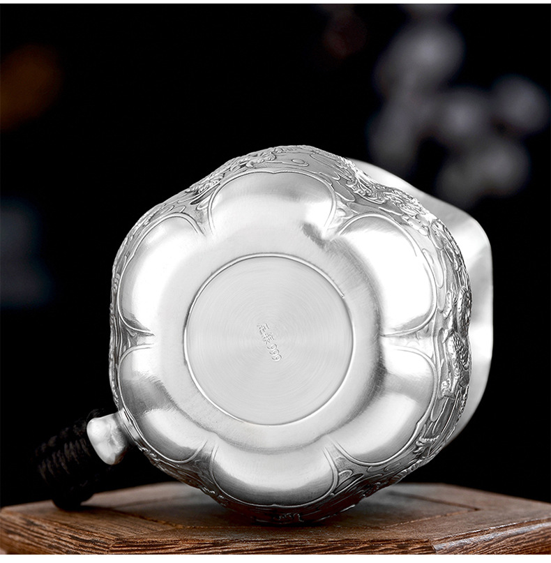 足银999公道杯 实用茶杯九龙家居食用茶具配件纯银工艺制品