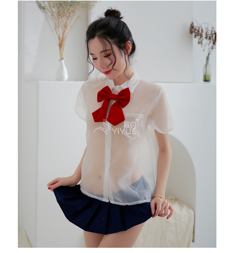 宜约性感情趣内衣学生装制服水手服透明套装诱惑女可爱学院风8102