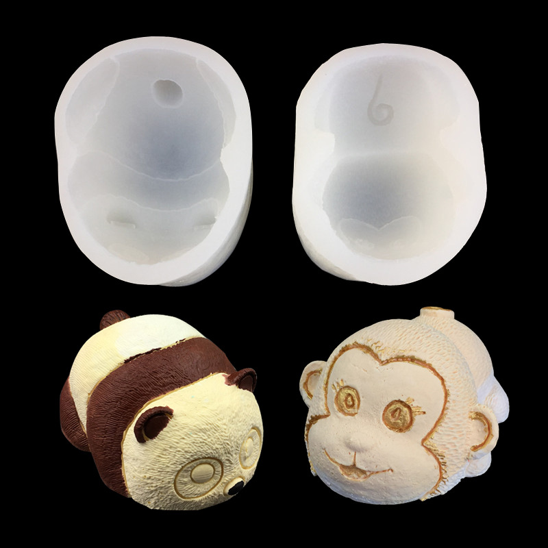 网红动物硅胶模具熊猫猴子造型蛋糕翻糖烘焙家用慕斯冰激凌模
