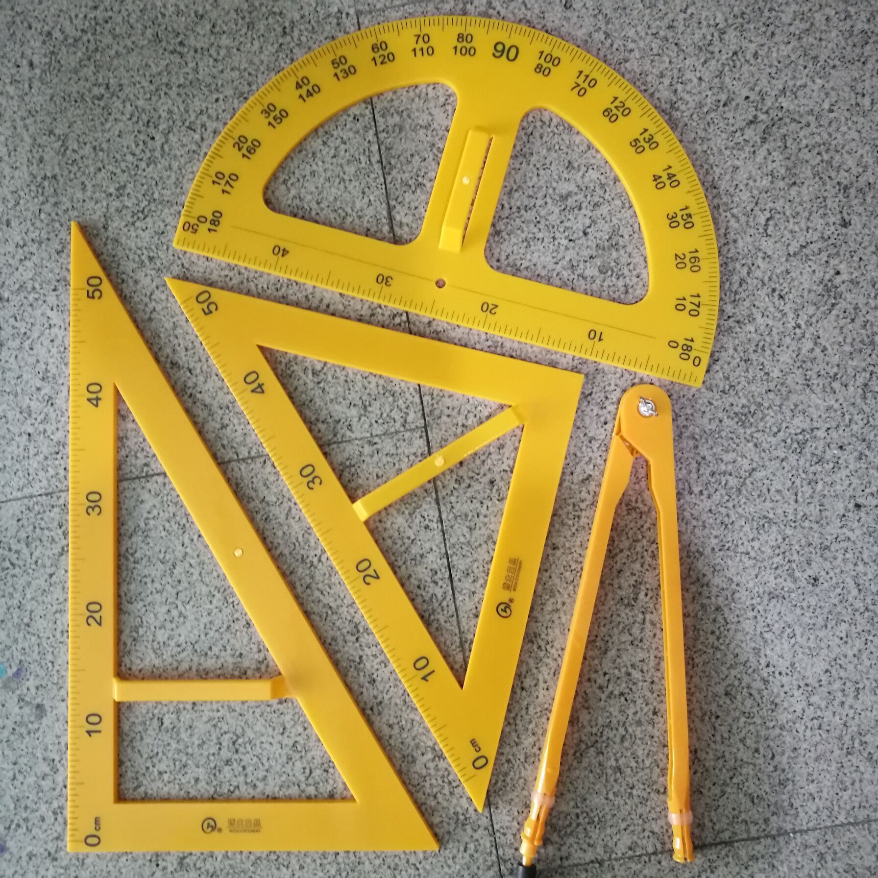 教学三角板教师用教具尺子三角尺数学教学用具用尺圆规量角器50cm