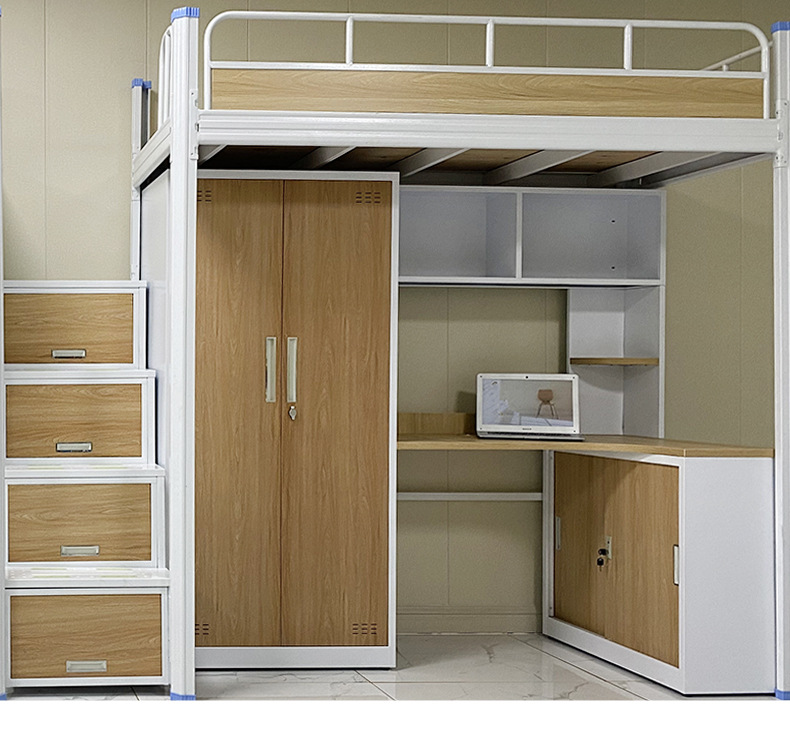 学生宿舍上下铺连体多功能大学宿舍床上床下桌可带衣柜上下床定制