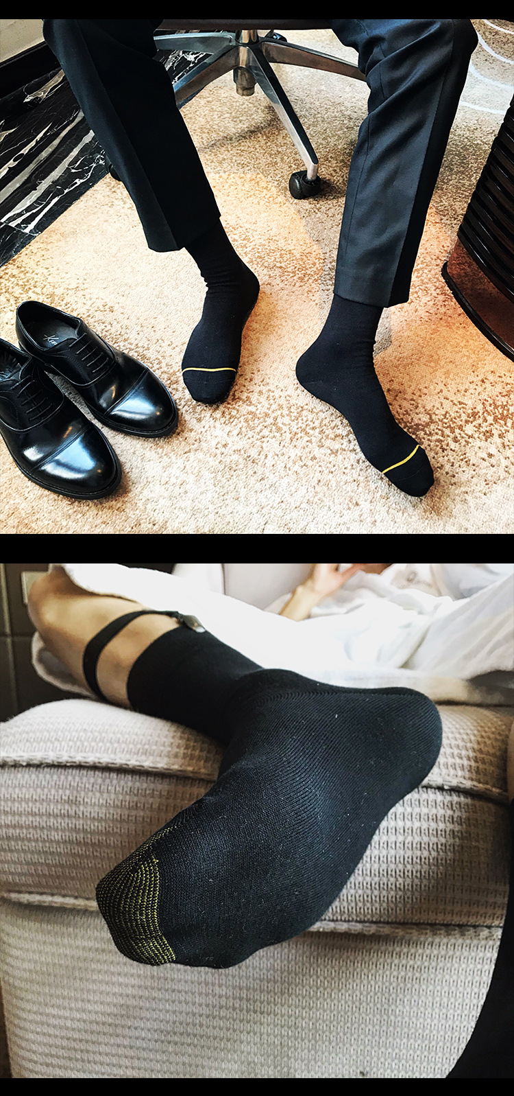 现货批发男士正装袜金脚趾金线条男士商务袜中筒男士运动长袜