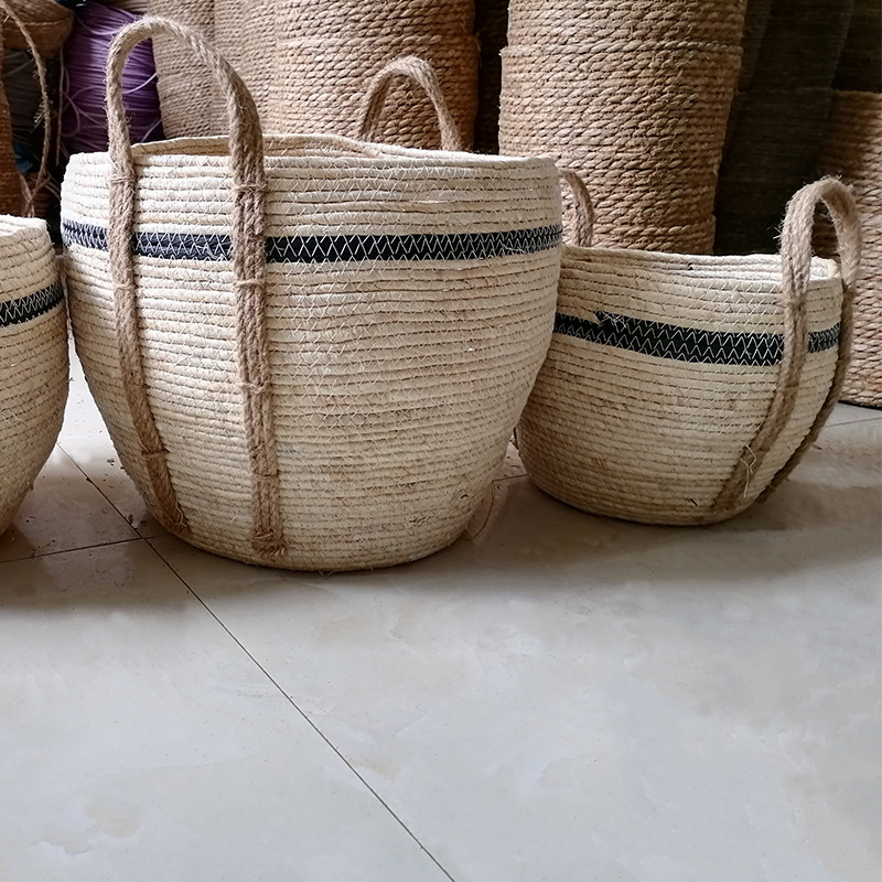 手工编织筐 蒲草编织筐家庭杂物收纳筐 脏衣篓无盖收纳筐