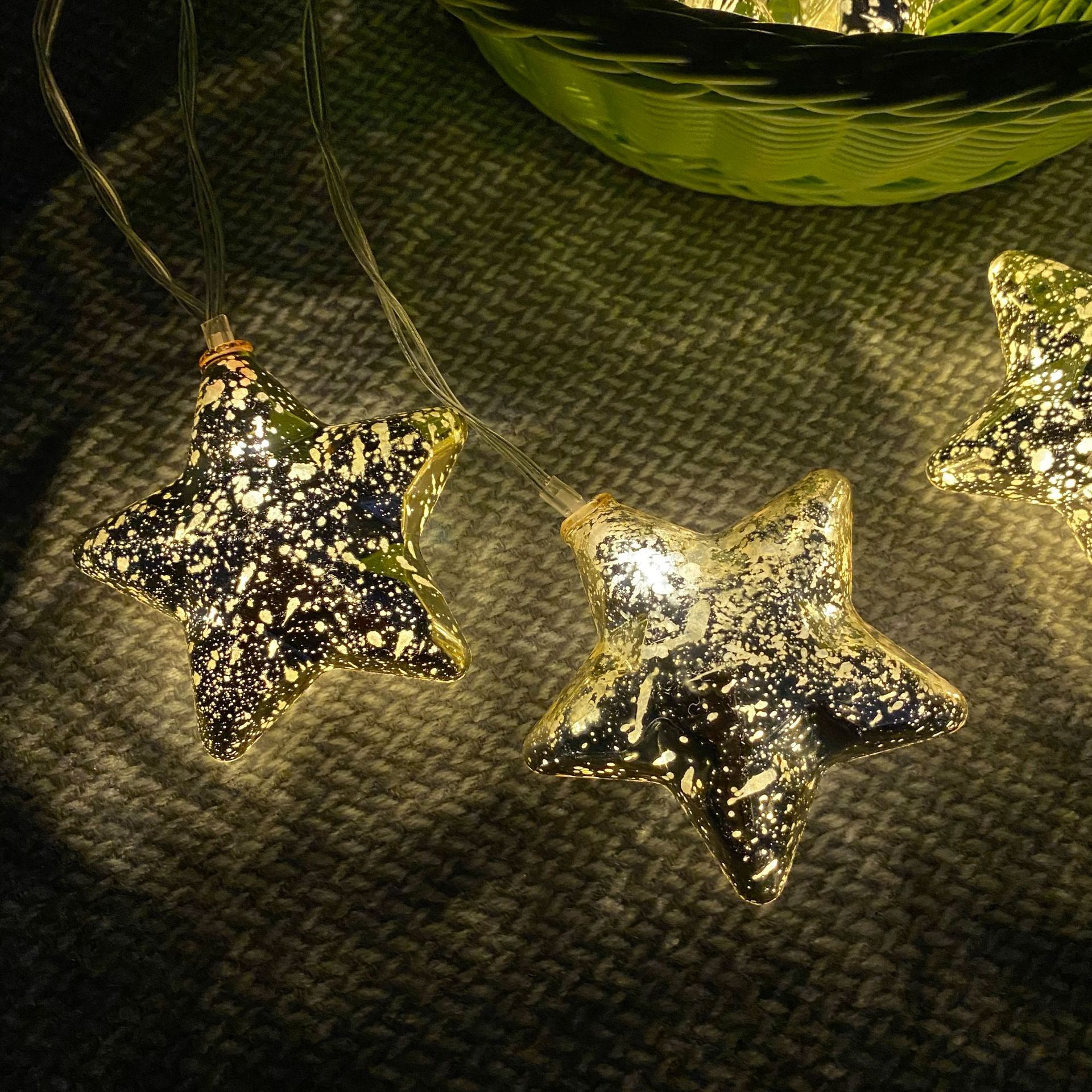 led星星灯串闪灯串圣诞灯串满天星五角星装饰婚庆霓虹彩灯电池灯