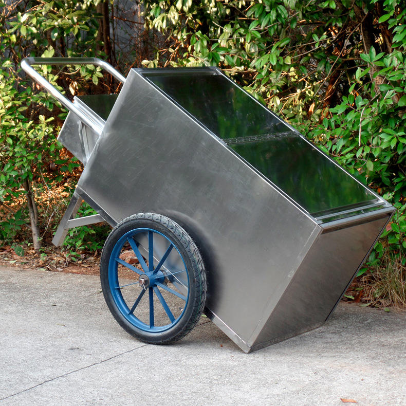 不锈钢手推车厂家制作市政街道环卫手推车带盖工具箱人力手推斗车