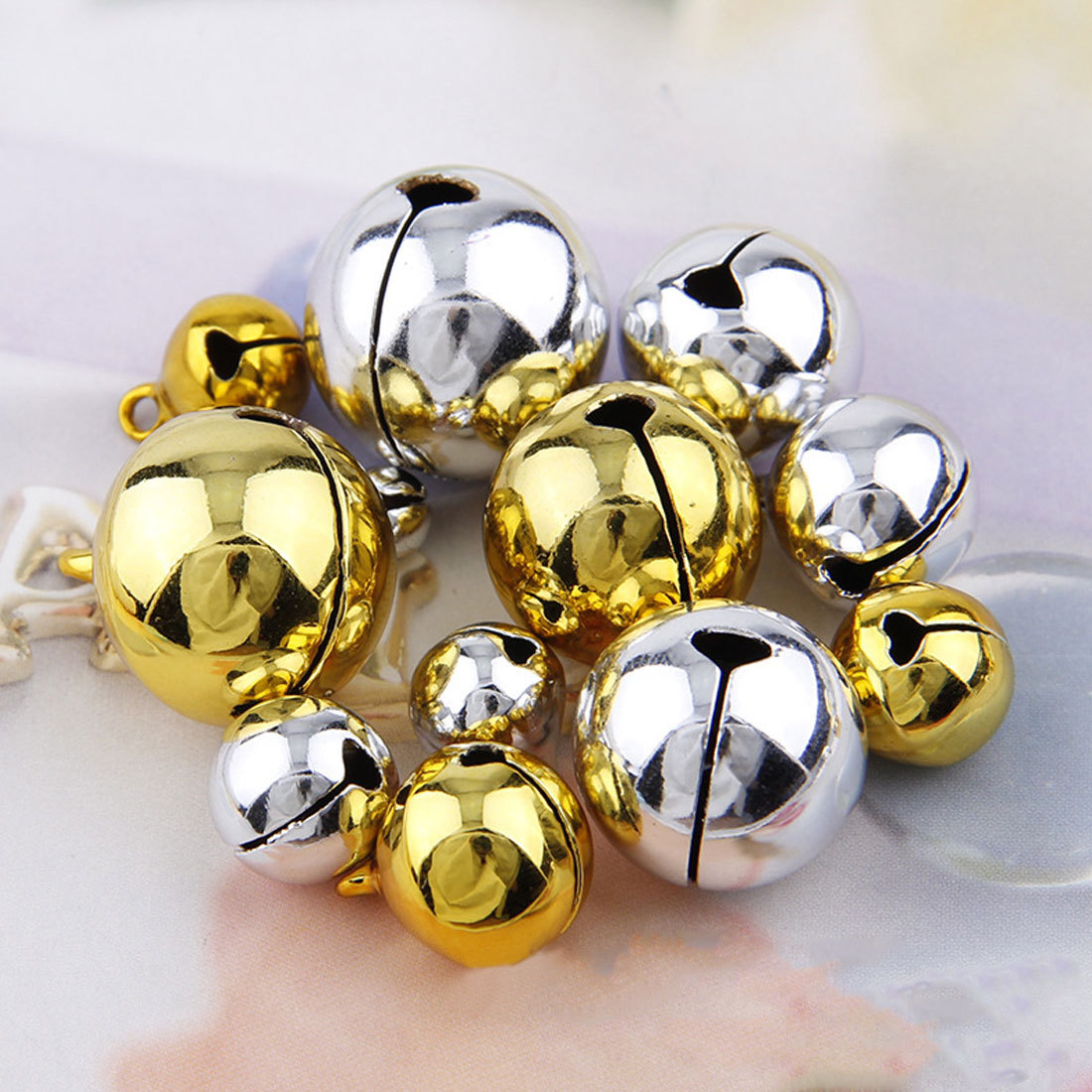 厂家直销环保真空电镀彩色铃铛一字开口铜铃铛 圣诞节装饰小铃铛