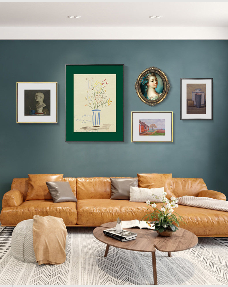 法式小众复古艺术客厅沙发背景墙装饰画欧式壁画美式餐厅挂画组合_誉