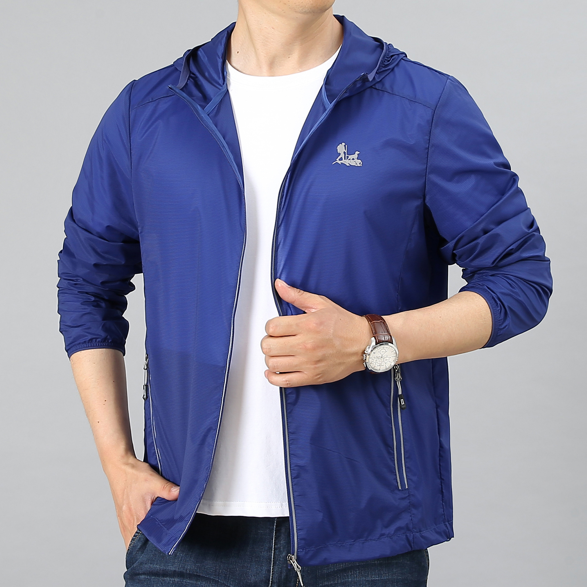 跨境夏季新款户外防晒衣男士轻薄外套透气皮肤衣运动冰丝夹克超薄