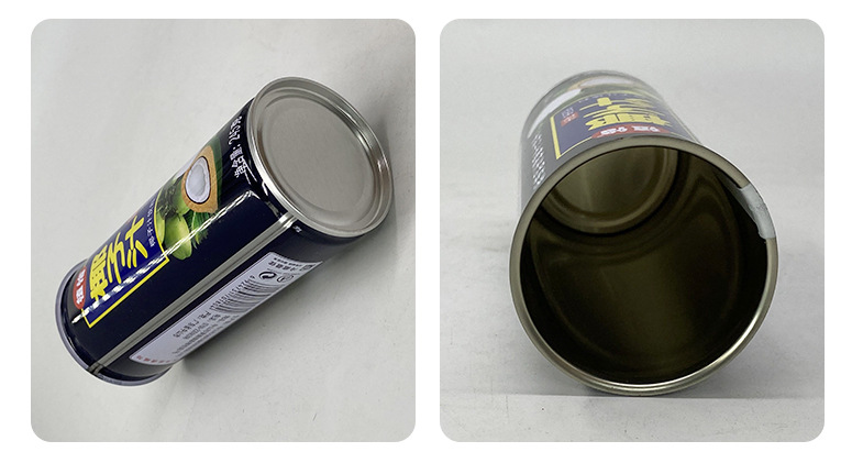 厂家批发椰汁饮料罐定制马口铁三缩颈圆形密封245ml饮料易拉罐